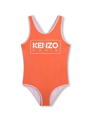 Kenzo Kids logo-print contrastring-trim swimsuit - Orange