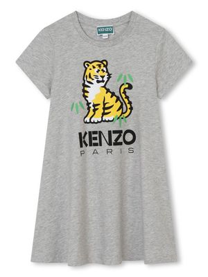 Kenzo Kids logo-print cotton dress - Grey