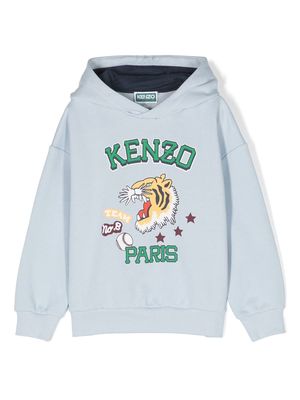 Kenzo Kids logo-print cotton hoodie - Blue