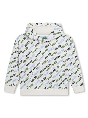 Kenzo Kids logo-print cotton hoodie - White