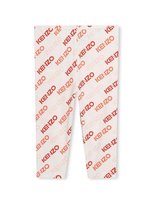 Kenzo Kids logo-print cotton leggings - Neutrals