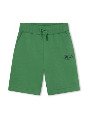 Kenzo Kids logo-print cotton shorts - Green