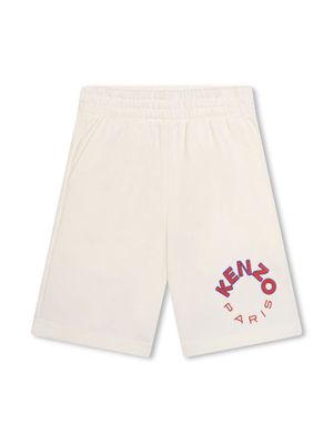 Kenzo Kids logo-print cotton shorts - Neutrals