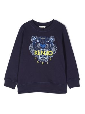 Kenzo Kids logo-print cotton sweatshirt - Blue