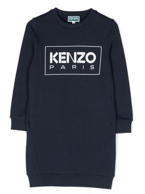 Kenzo Kids logo-print cotton sweatshirt dress - Blue