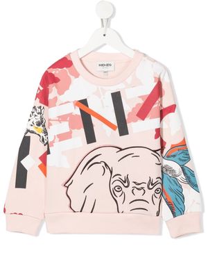 Kenzo Kids logo-print cotton sweatshirt - Pink