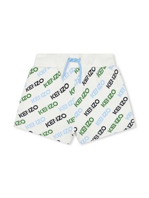 Kenzo Kids logo-print cotton track shorts - White