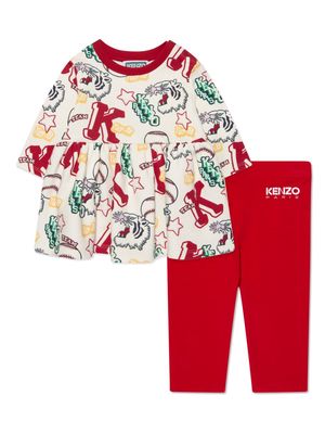 Kenzo Kids logo-print cotton trouser set - Red
