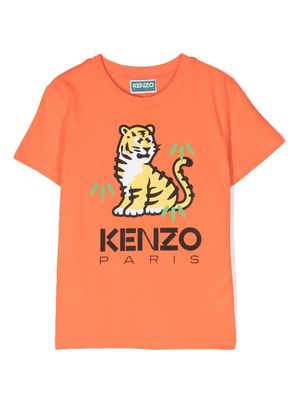 Kenzo Kids logo-print detail T-shirt - Orange