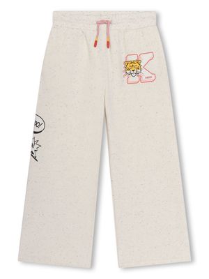 Kenzo Kids logo-print drawstring fleece track pants - Neutrals