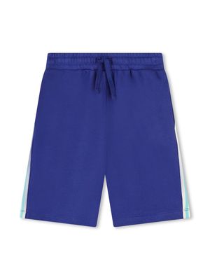 Kenzo Kids logo-print drawstring organic cotton shorts - Blue