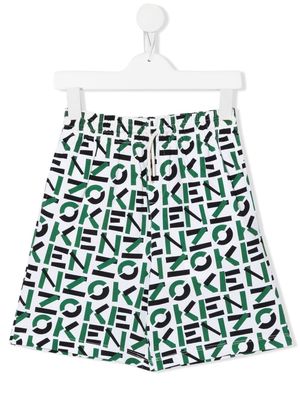 Kenzo Kids logo-print drawstring shorts - Neutrals
