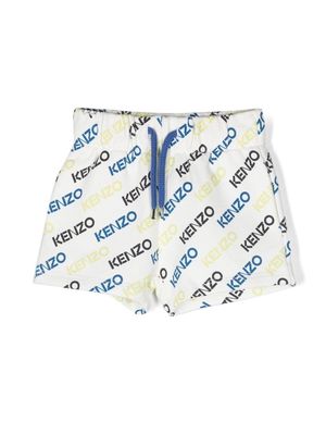 Kenzo Kids logo-print drawstring shorts - White