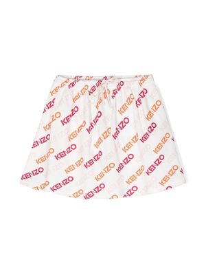 Kenzo Kids logo-print drawstring skirt - White