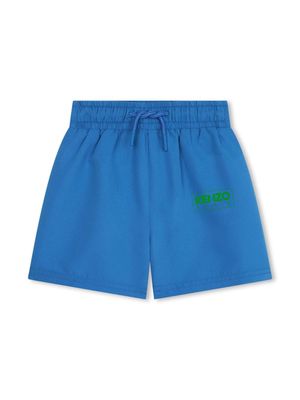 Kenzo Kids logo-print drawstring swim shorts - Blue