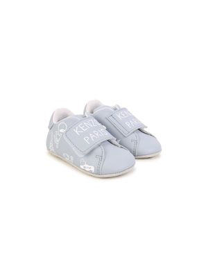 Kenzo Kids logo-print leather slippers - Blue