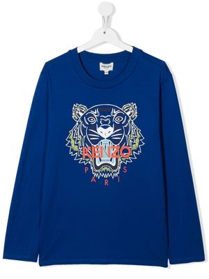 Kenzo Kids logo-print long-sleeve T-shirt - Blue