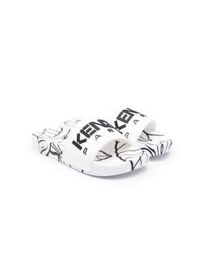 Kenzo Kids logo-print open-toe slippers - White