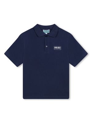 Kenzo Kids logo-print organic-cotton polo shirt - Blue