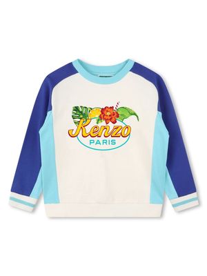 Kenzo Kids logo-print organic-cotton sweatshirt - White