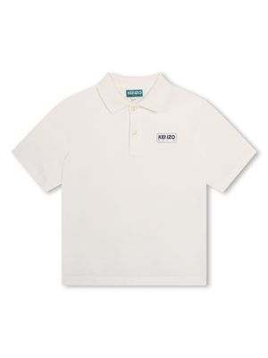 Kenzo Kids logo-print piqué-weave polo shirt - White