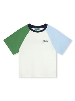 Kenzo Kids logo-print raglan-sleeves T-shirt - White