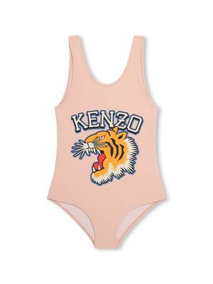 Kenzo Kids logo-print scoop-neck swimsuit - Pink