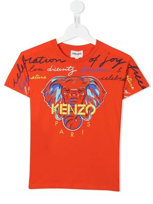 Kenzo Kids logo-print short-sleeve T-shirt - Orange