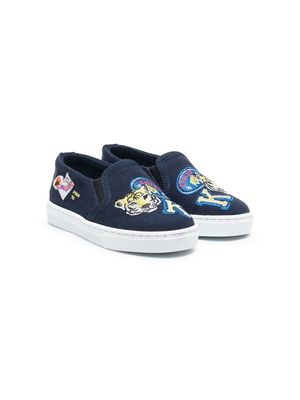 Kenzo Kids logo-print slip-on sneakers - Blue