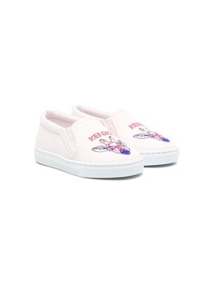 Kenzo Kids logo-print slip-on sneakers - Pink