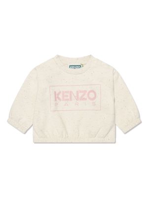 Kenzo Kids logo-print speckled sweatshirt - Neutrals