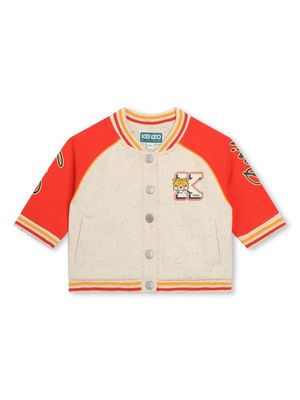 Kenzo Kids logo-print striped bomber jacket - Neutrals