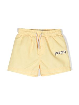 Kenzo Kids logo-print swim shorts - Yellow