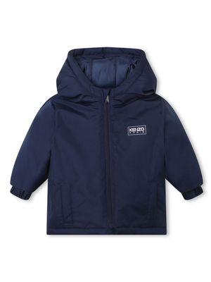 Kenzo Kids logo-print zip-up hooded jacket - Blue