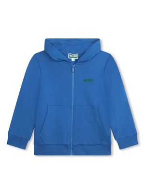 Kenzo Kids logo-print zip-up hoodie - Blue