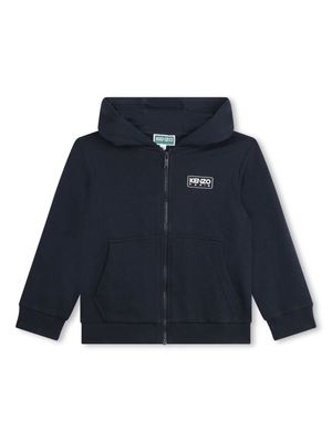 Kenzo Kids logo-print zipped hoodie - Blue
