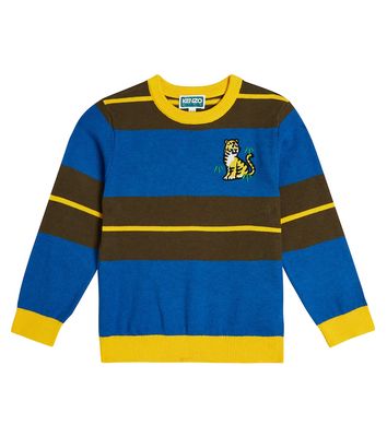 Kenzo Kids Logo striped cotton-blend sweater