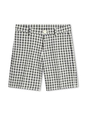 Kenzo Kids logo-tag gingham check-print shorts - Neutrals