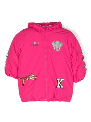 Kenzo Kids motif-print zip-up puffer jacket - Pink