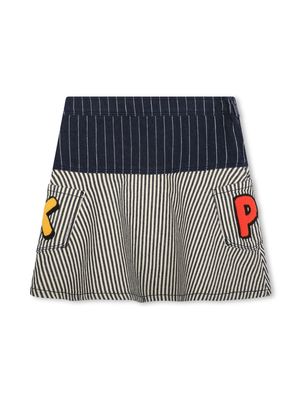 Kenzo Kids panelled striped washed denim skirt - Blue
