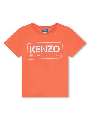 Kenzo Kids Paris logo-print organic cotton T-shirt - Orange