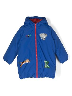 Kenzo Kids pixelated-print zip-up puffer jacket - Blue