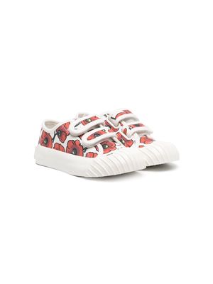 Kenzo Kids Poppy-print touch-strap trainers - White
