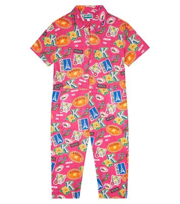 Kenzo Kids Printed linen and cotton jumpsuit