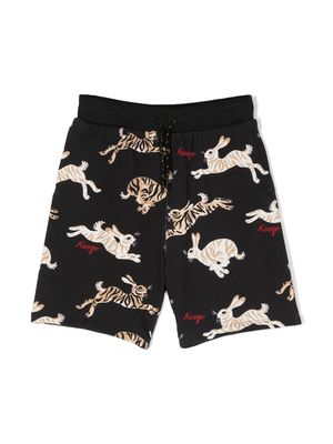 Kenzo Kids rabbit-print shorts - Black