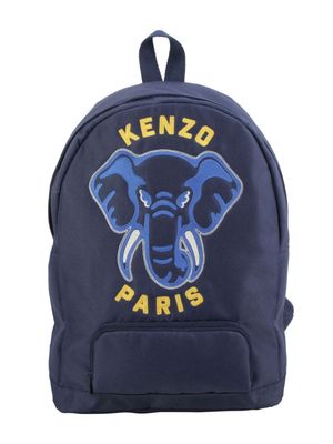 Kenzo Kids Rucksack logo-embroidered backpack - Blue