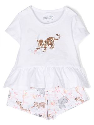 Kenzo Kids safari-print cotton shorts set - White