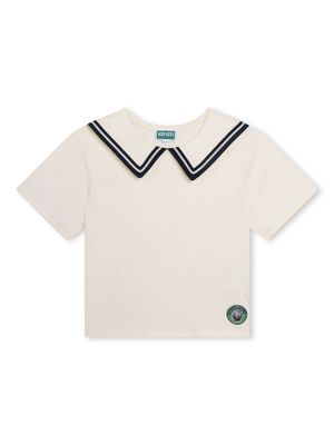 Kenzo Kids sailor-collar cotton T-shirt - Neutrals