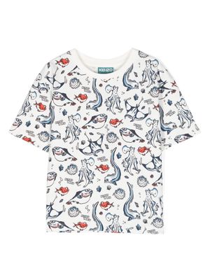 Kenzo Kids sea life print cotton T-shirt - White