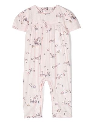 Kenzo Kids sea life-print seersucker romper - Pink